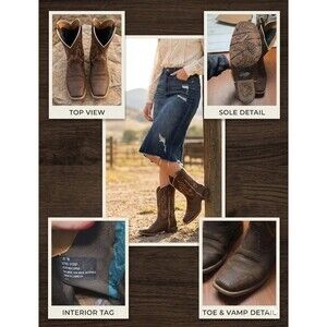 Justin Gypsy Womens Western Cowboy Boots Brown Leather Floral Size 7B GY2937
